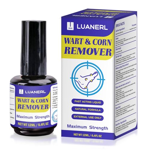 luanerl Wart & Corn Remover 20% Salicylic Acid with Natural Formula Maximum Strength Freeze Off Fast-Acting for Warts PlantarWart GenitalWart CommonWart Callus-0.4 fl oz(12ml)