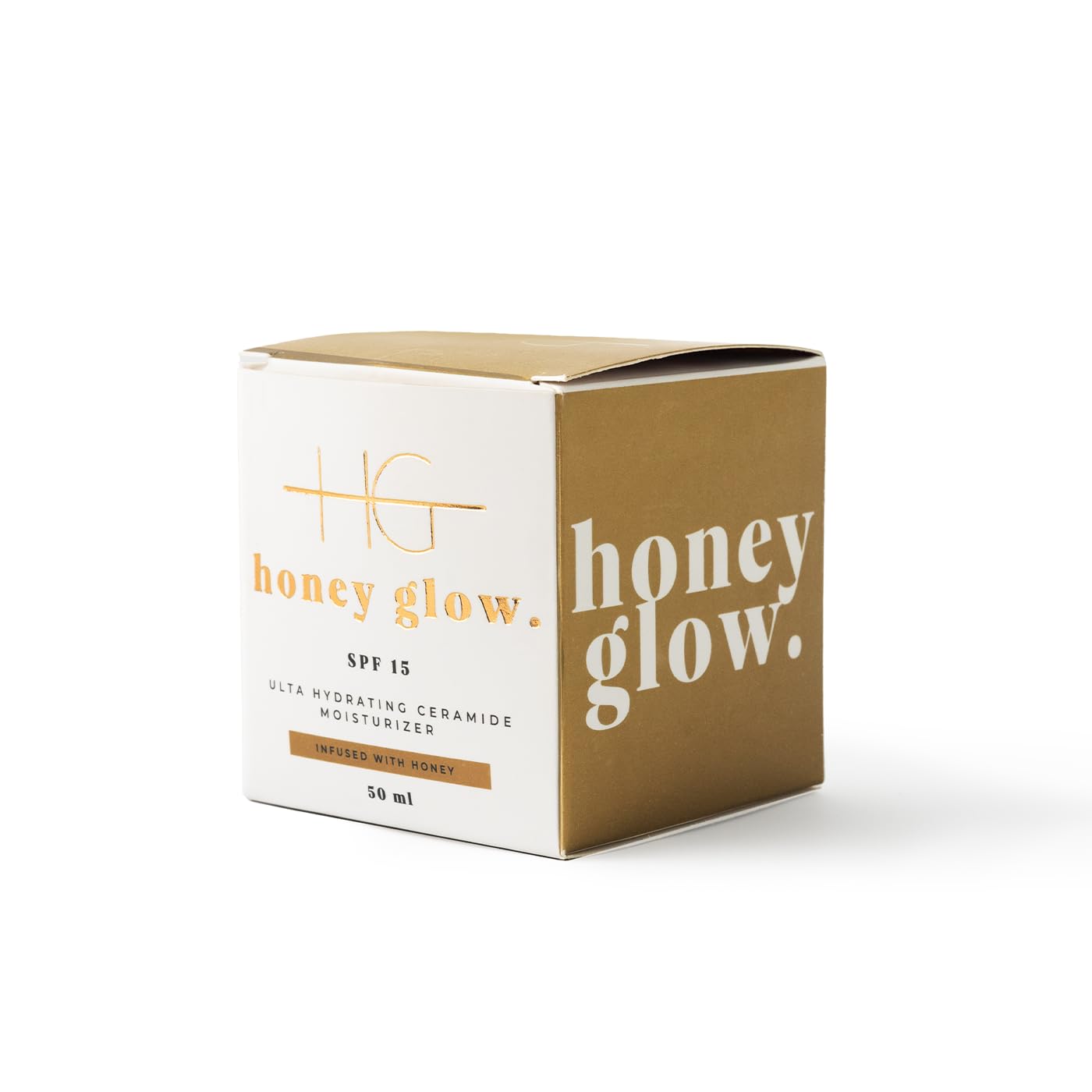 HoneyGlow ultra nawilżający ceramiczny krem do twarzy z miodem, wzmacnia barierę dla skóry i chroni przed światłem słonecznym, SPF15, sformułowany z niacynamidem, kwasem hialuronowym i