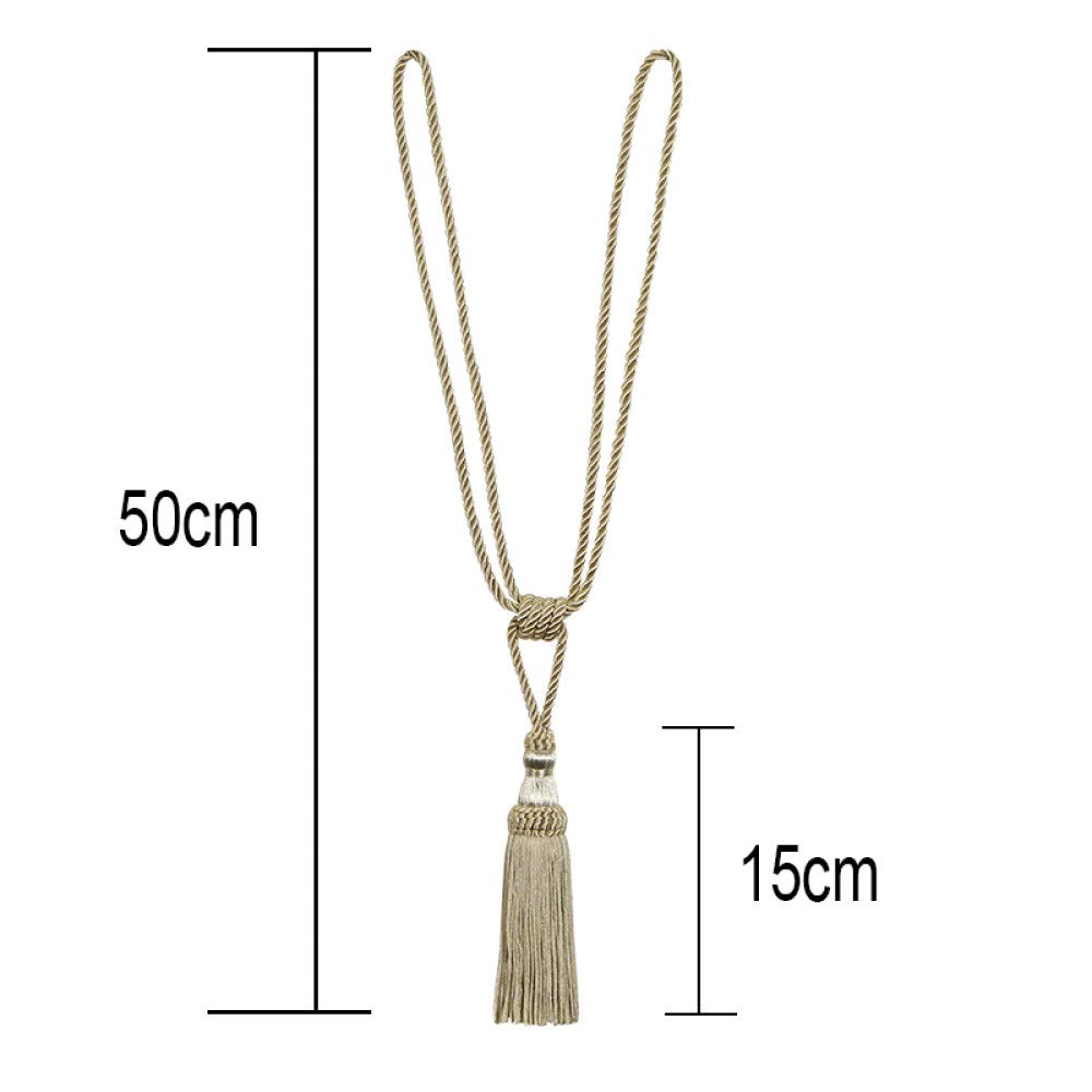 Embrasses de Rideaux à Pampilles, Attaches de Rideaux en Corde, Accessoires décoratifs pour Rideaux, Blanc, 4 pièces,Gold-4pcs