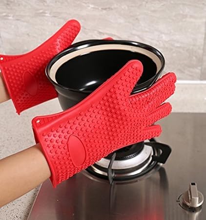 Glive's Kitchen Cooking Insulated Hand Glove Silicone Gloves Gripper High Heat Resistant Oven Mitts Pot Holder Anti-Scald Non-Slip Clips - 1 Pairs