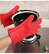 Glive's Kitchen Cooking Insulated Hand Glove Silicone Gloves Gripper High Heat Resistant Oven Mit...