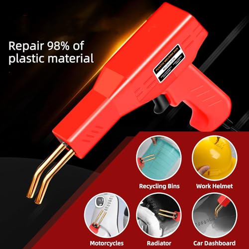 Wrdlosy 200W Plastic Welder, 2000PCS Staples 10PCS Sandpaper, Plastic welding Kit, Plier Custom Carry Case, Plastic Repair Car Bumper Repair Simplicity Of Use (Red)