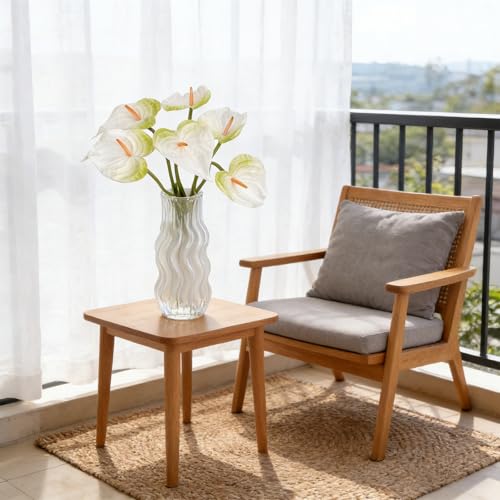 OBDXZHC 8PCS 21.7inch Anthurium Artificial Flowers White Faux Silk Anthurium Real Touch Flower Faux Floral Arrangement for Vase Table Centerpieces Wedding Garden Home Decoration (White) by OBDXZHC - Used condition - Image 5