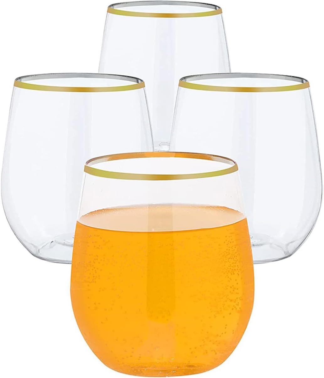 FOMIYES 4pcs Disposable Rim Wine Glasses for Parties Shatterproof Drinking Cups for Whiskey Juice Cocktails Elegant Clear Design for Weddings and Events