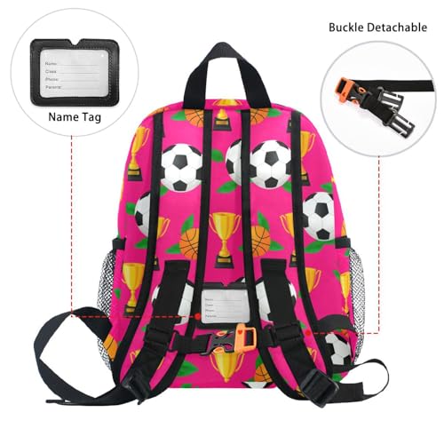 Sinestour Soccer Basketball Pink Toddler Backpack Kindergarten Preschool Backpack for Toddler Boys Girls Bookbag4