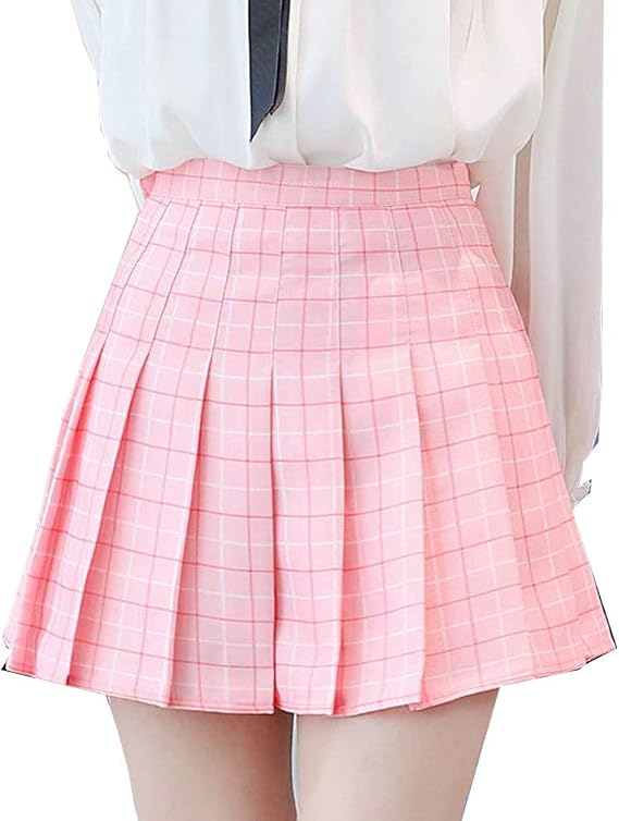 falda plisada a cuadros rosa