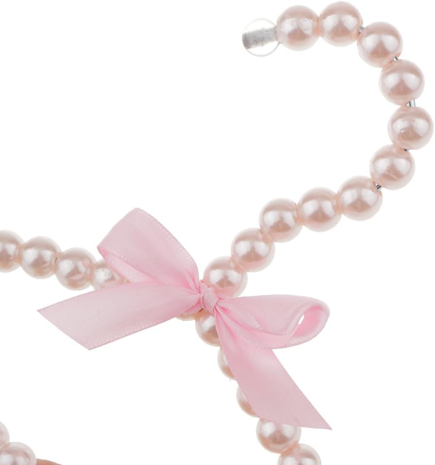 Luxury Pink Pearl Beaded Clothes Hanger for Kids - Set of 5 | Stylish Coat Hangers for Children, Pets and More