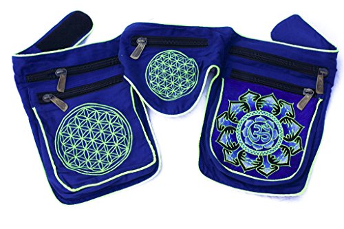Sac banane Blue AUM bleu psychédélique avec motif fleur de vie