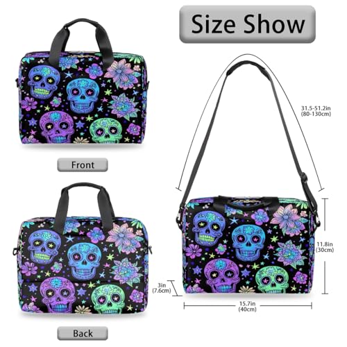 Sac pour ordinateur portable à motif tête de mort fluo résistant à l'eau