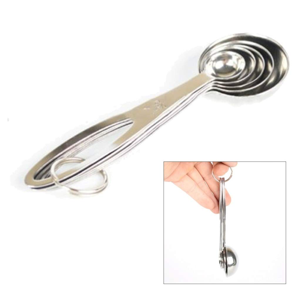 Set Di 5 Misurini Da Cucina In Acciaio Inox - Cucchiai Dosatori Per Ingredienti Secchi E Liquidi - Strumenti Di Misurazione