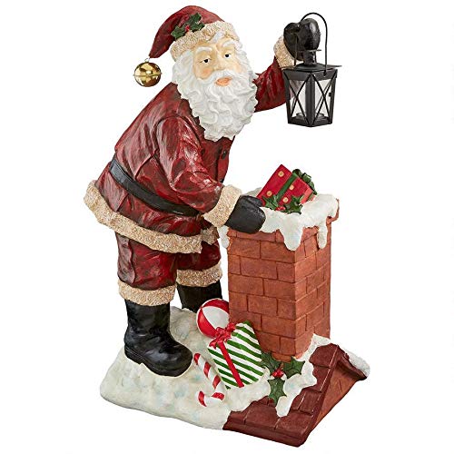 Christmas Decorations - Raising The Roof With Santa Claus Statue with Christmas Toys and Metal Lantern