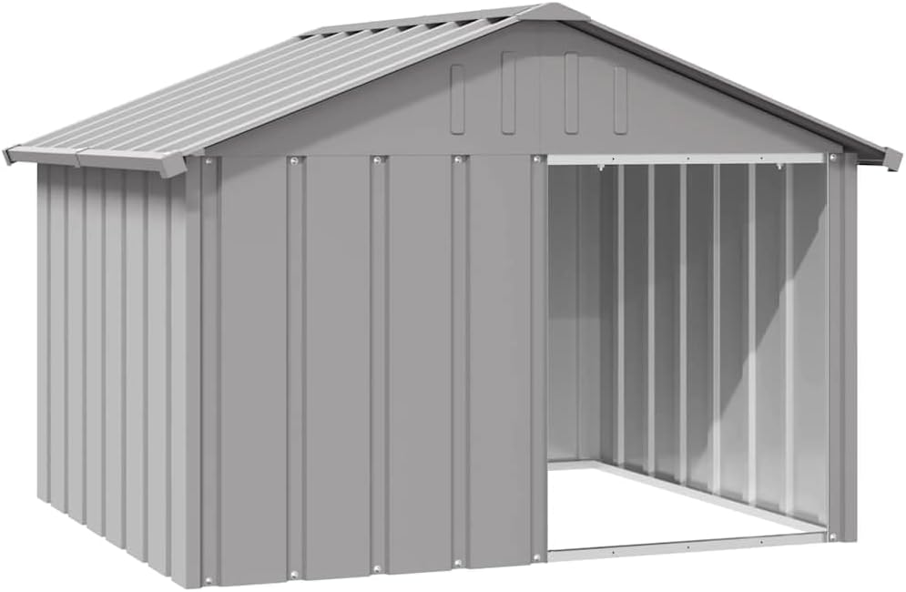 Rustic Galvanized Steel Dog House for Large Breeds, Spacious 45.9x40.6 Inch Outdoor Shelter with Weatherproof Design and Easy Assembly for Golden Retrievers German Shepherds