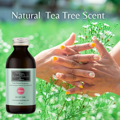 Karma Organic Nail Polish Remover with Soybean Oil and Tea Tree Oil- Non Toxic, Vegan, Cruelty Free, Acetone Free – Nails Strengthener for Fingernails – 4 fl. Oz - Thumbnail 2
