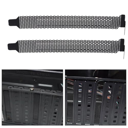 Lurrose Cubierta de Ranura Pci para Carcasa de PC Negra, 20 Piezas de Malla Metálica para Ventilación y Bloqueo de Polvo, Compatible Carcasas Matx y ATX para Refrigeración Interna