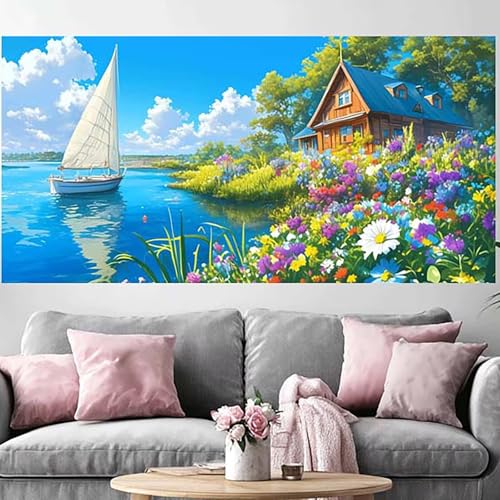 Diamond Painting Adulte Voilier Grand Format 70x140cm | Kit Peinture Diamant 5D