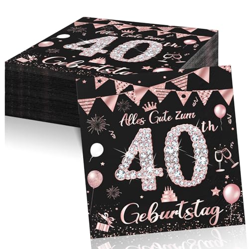 Geburtstagsdeko Servietten,Schwarz Gold Papier Party Servietten Tischdeko