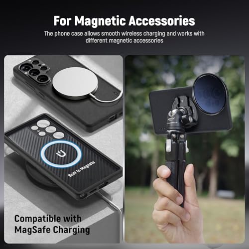 NEEWER S25 Ultra Funda, Funda Protectora Cuero Sintético para Teléfono con Monturas Lente 17mm & 67mm Adaptador Filtro para Grabación, Compatible con Samsung Galaxy S25 Ultra MagSafe Carga, PA092 - imagen 4