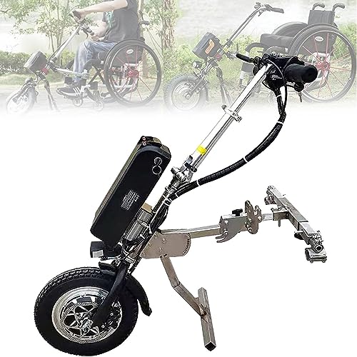 車椅子牽引装置 電動ハンドサイクルアタッチメント 12インチ 電動車椅子サスペンションフォーク ハンドサイクルアタッチメント 電動車椅子変換キット フロントライト付き 16Ah B