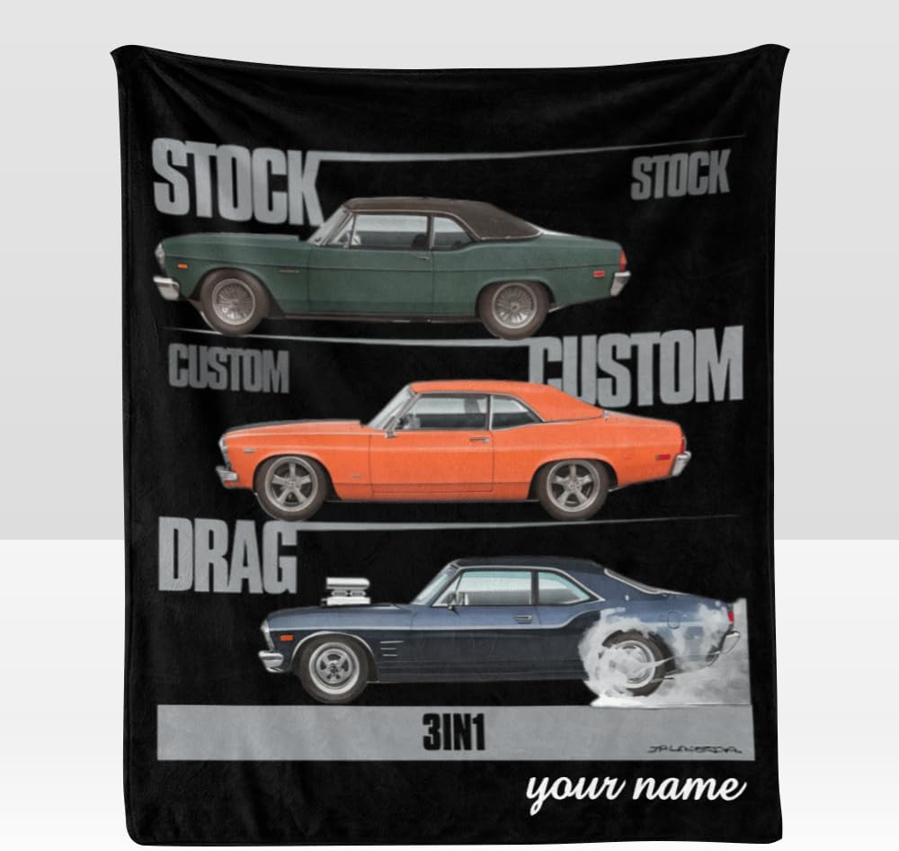 Personalized Blanket Custom Text Name Car Soft Fleece Throw Blanket for Gifts (50 X 60 inches)
