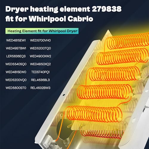 Image of Heating Element fit for Roper Whirlpool Dryer RED4516FW0-279838 W10724237 2406028 Heating Element fit for Roper Dryer Heating Element RED4640YQ0 RED4440VQ1 REX4634KQ1 RED4440SQ0 RED4340SQ1 prime&swift