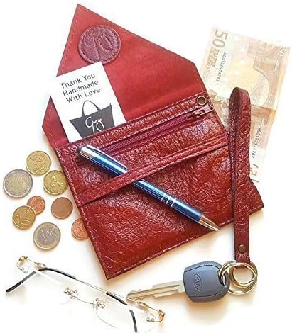 Wallet for Women Leather Ostrich Color Red Strawberry Small