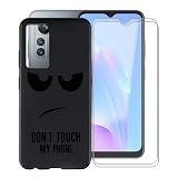 WXPPJ Cover per Blackview A85 Custodia + [2 Pezzi] Pellicola Vetro Temperato, Nero Anti-Caduta Bumper Morbido Silicone TPU Protezione Case per Blackview A85 (6.50") - Don't Touch