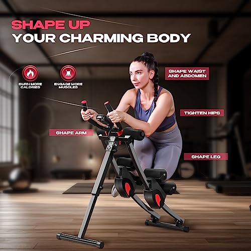 BODY RHYTHM Dual-Track Ab Machine with 4 Adjustable Heights, Foldable Core & Abdominal Exercise Machine, Total Ab Workout Equipment for Home Gym, Ab Women Exercise Fitnes Trainer. (Black)