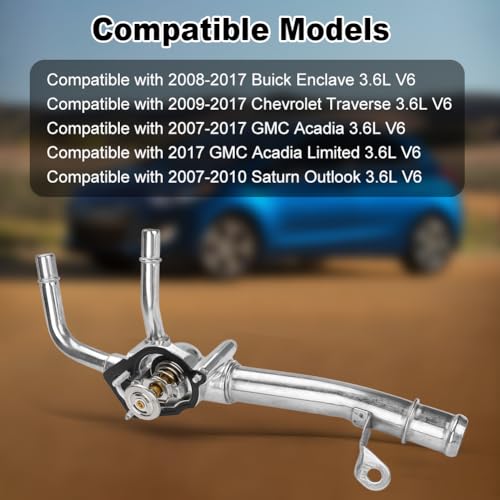 Image of Aluminium Engine Coolant Thermostat Housing Compatible with 2008-2017 Buick Enclave 2009-2017 Chevy Traverse 2007-2016 GMC Acadia 2007-2010 Saturn Outlook, Replacement for 902-692 12599235