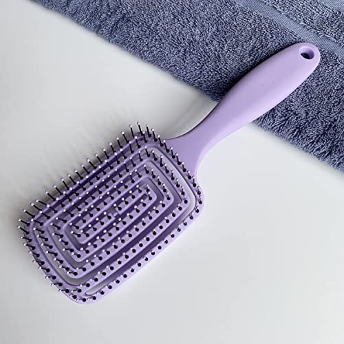 Image of 1 Pcs Ergonomic Curved Vented Hair Brush for Women Detangling Comb for Natural, Curly, Wet, Dry, Thick, Straight & Long Hair - Smooth Styling with Comfortable Grip & Easy to Clean Design