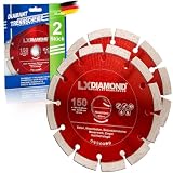 LXDIAMOND 2x Diamant-Trennscheibe 150mm x 22,23mm Beton Stein Ziegel Mauerwerk passend für Diamantfräse Schlitzfräse Mauernutfräse Mauerschlitzfräse Wandfräse Diamantscheibe 150 mm - in Profi Qualität