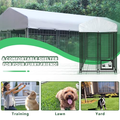 image for LEMBERI 6x4x6 FT Outdoor Dog Kennel for Large Dogs, Heavy Duty Welded 