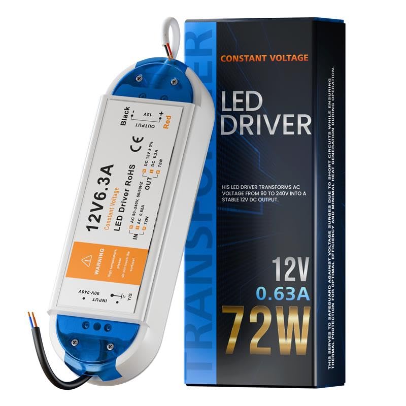 DCVOLTAGE 12V 72W 6A Constant Voltage LED Power Supply, Constant Voltage LED Driver Transformer, Converts AC90-240V into 12V, Constant Current DC Transformers For Strip Light and LED Lights