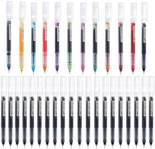 Rolling Ball Pens, Quick-Drying Ink 0.5 mm Extra Fine Point Pens Liquid Ink Pen Rollerball Pens (32PCS)