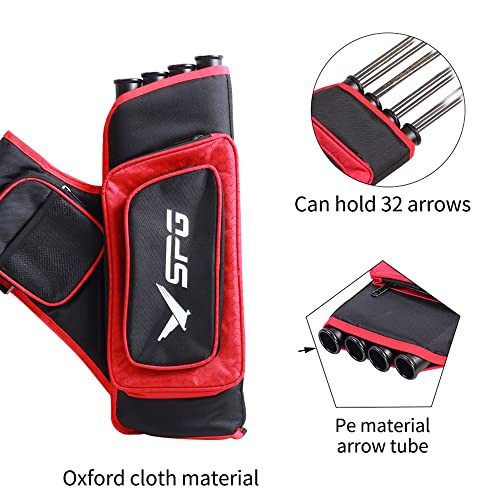 Sopoger Archery Hip Quiver For Arrows - 3 Or 4 Tube Bow Belt Quiver Waist Hanged For Youth Teens Adults Compound Bow Recurve Bow Target Shooting (Red(4 Tube)) #TOP4