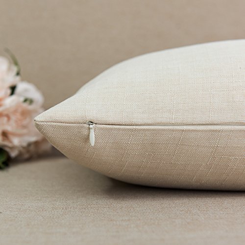 Jeanerlor Home Set Of 2 Decoration 12＂X20＂Faux Linen With Bamboo Texture Euro Throw Pillow Sham Cushion Cover For Office/Chair Light Linen #TOP2