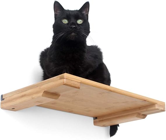 CatastrophiCreations Cat 18 Shelf Handcrafted Elevated Wall, English Chestnut Bamboo, one Size