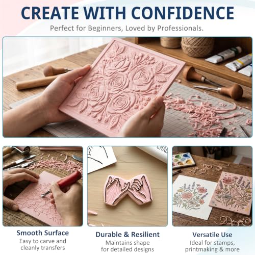 Image of 3 Pack 8 x 10 Inch Soft Linoleum Blocks for Relief Printing