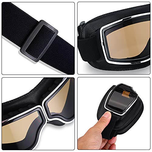 Frienda 2 Pieces Motorcycle Goggles Vintage Pilot Style Cruiser Scooter Goggle Outdoor Sand Goggles Atv Anti-Scratch Dust Glasses Dustproof Windproof Bike Racer Cruiser Touring Eyewear For Men Women #TOP2