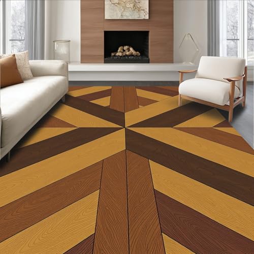 ODIKA Flatwoven High Traffic Area Rug 8x10, Hardwood Parquet Machine