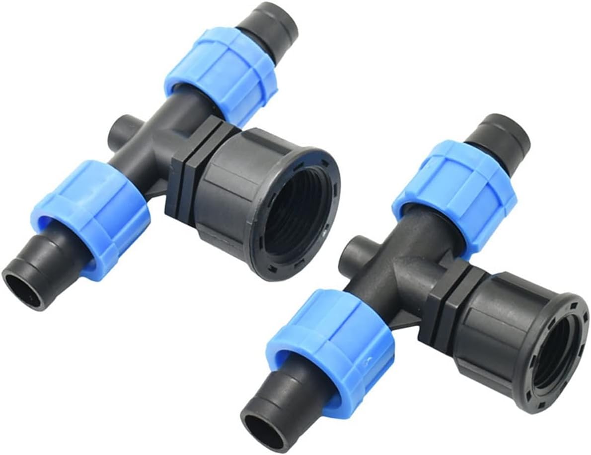 Gardening Irrigation Dripper 16 Mm Drip Irrigation with Three-Way Manifold 2-Way Hose Connector with 1/2 3/4 Internal Thread Greenhouse Drip Irrigation Accessories 20 Pieces (Color : 3I4)