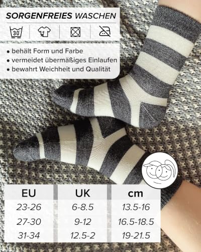 Vitsocks Merino Wollsocken Kinder 4er-Pack, Jungen & Mädchen, Sterne & Streifen, 31-34 – Bild 7