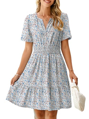 Image of Simplee Womens 2026 Summer Mini Dress Eyelet Short Sleeve Cocktail Short Dresses Cute A Line Sun Dress with Pockets