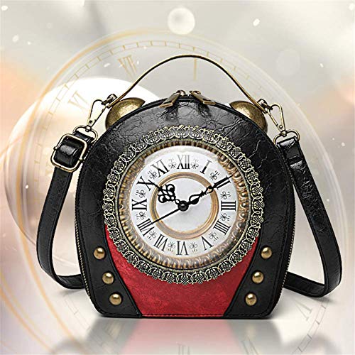 SteamPunk Handbags Women Real Working Clock Antique Shoulder Bag Pu Leather Retro Vintage Evening Cross Body Messenger Bag2