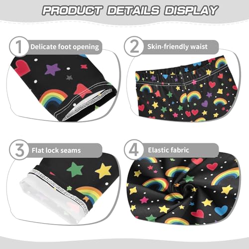 Rainbow Stars Colored Hearts Girls Casual Leggings for Kids Printed Long Pant Bottoms Stretch and Soft3