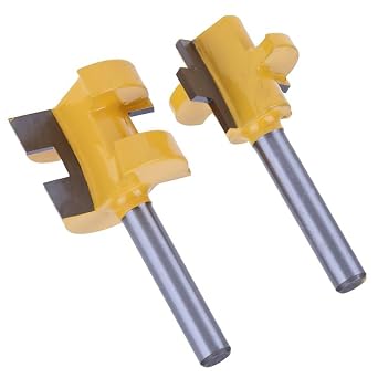 Yakamoz 1/4 Inch Shank Set of 2 Pieces Matched Tongue Groove Router Bit Set Woodworking Tool Carbide Milling Cutter