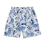 [Teddy] サーフパンツ水着 キッズ 女の子 男の子 水陸両用 裏地付き 小学生 kids502-B 130cm ブルー×ボタニカル