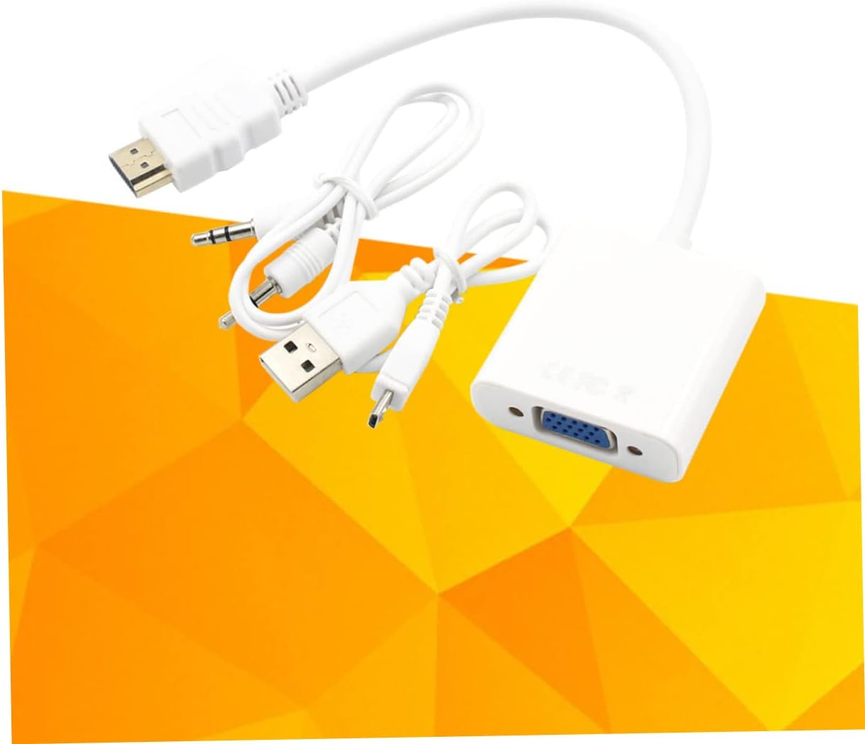 to Vga Adapter with Audio Support Full Video Output USB Power Cable Compatible with Computers Laptops Tablets and Projectors White