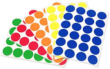 ChromaLabel 0.75 Inch Permanent Color Code Dot Labels on Sheets, 5 Assorted Colors, 1200 Stickers per Variety Pack, Standard