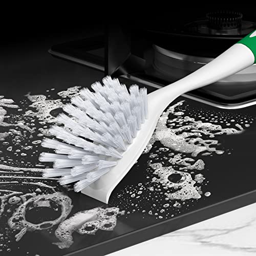 Amazer Dish Brush With Handle, 2 Pack Kitchen Scrub Brushes For Cleaning, Dish Scrubber With Stiff Bristles For Sink, Pots, Pans #TOP6