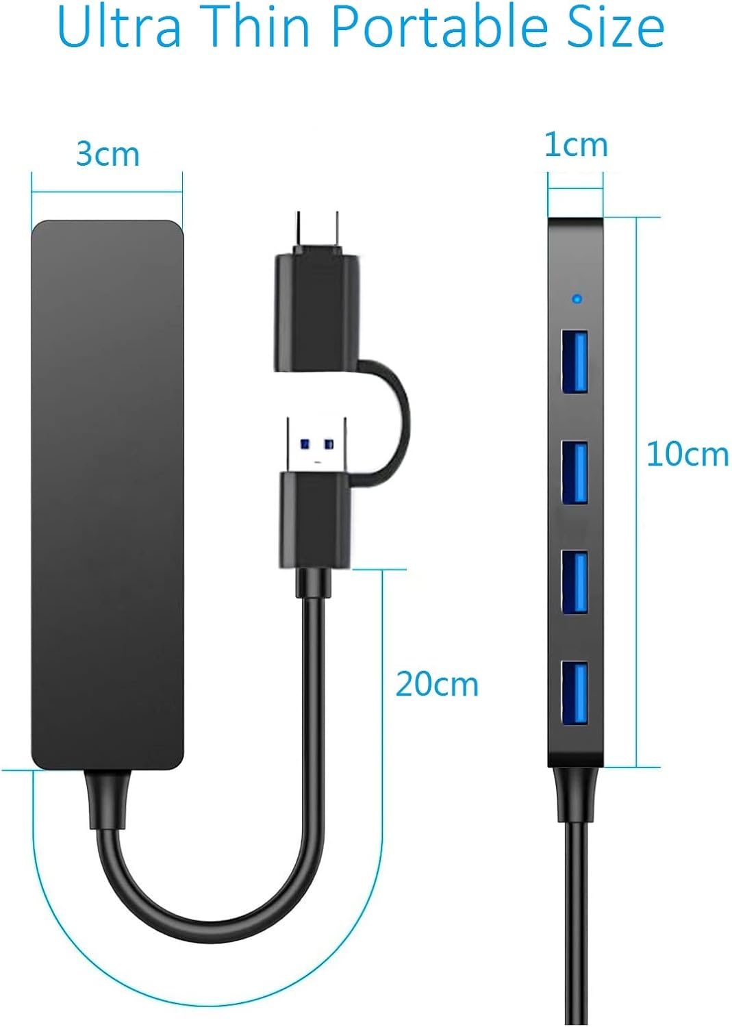 USB 3.0 Hub 2 in1 4-Port, Siawclub USB C to USB Splitter Expander for MacBook Pro, Laptop, Xbox, Flash Drive, HDD, Printer, Camera, Keyborad, Mouse image 6 of 7 B0BPGMS8V9